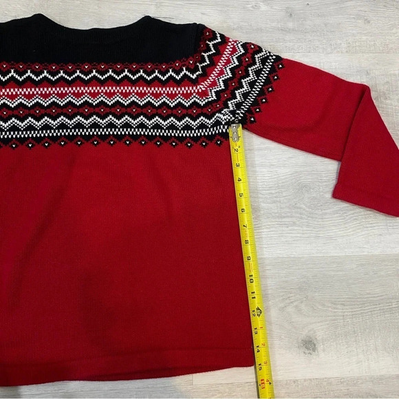 Eddie Bauer Vintage S Boat Neck Fairisle Red/Black Sweater 100% Baumwolle - Picture 7 of 14